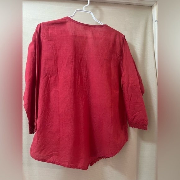 ⚫️ BOGO ASHA red embroidered women’s top size 38 - Picture 6 of 7